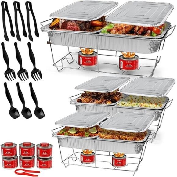 Alpha Living Large 33-Pcs Disposable Chaffing Buffet with-Covers, Utensils - Picture 7 of 7